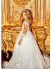 Long Sleeves White Lace Tulle Beautiful Flower Girl Dress